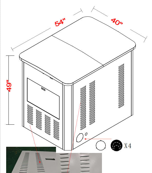 Generator Box, Generator Quiet Box Interior Space: 43" x 34" x 40", with Ventilation,Suitable for installing generators within 16,000 watts., Heat Dissipation and Impact Resistance - Patented Design