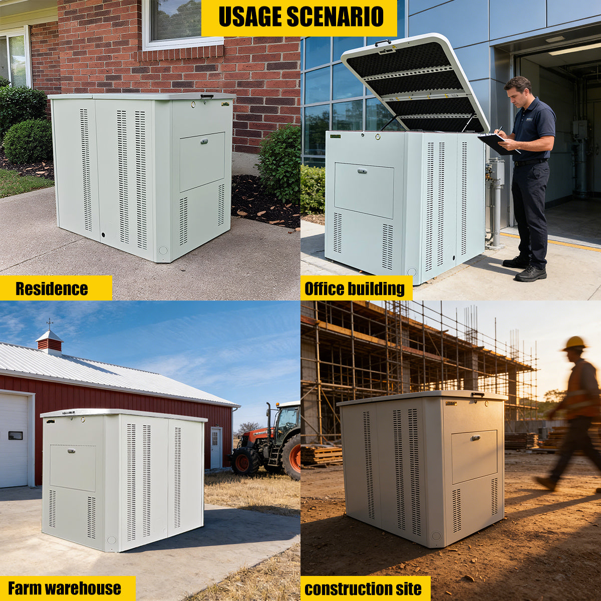 Internal space of generator cabinet and generator static speaker: 45" x 35" x 41 ",with ventilation, suitable for DuroMax XP1600 generator special box. Suitable for installing 16000 watt generator.