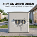 Dual-Fan Steel Soundproof Generator Box 15000W | 39.4x37x35.5 in Interior, Weatherproof Design, Lockable Door & Window, Dual-Fan Ventilation
