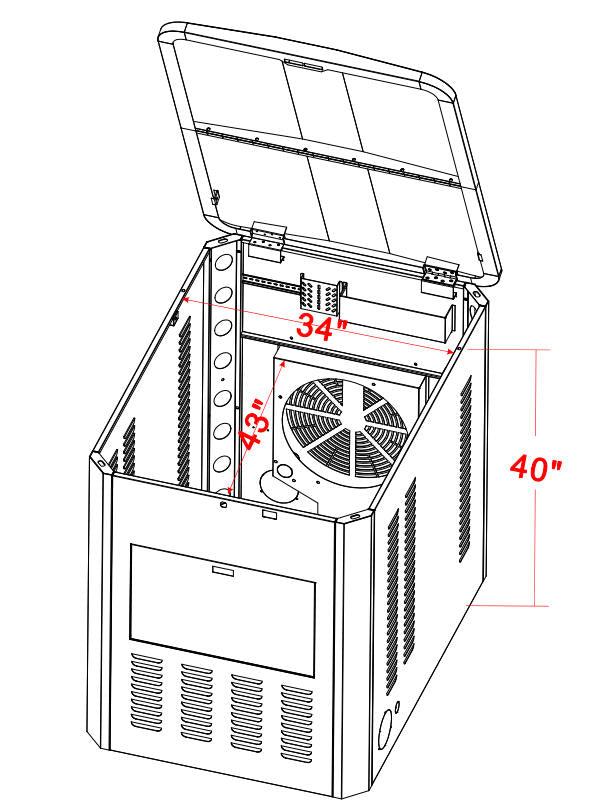 Generator Box, Generator Quiet Box Interior Space: 43" x 34" x 40", with Ventilation,Suitable for installing generators within 16,000 watts.， Heat Dissipation and Impact Resistance - Patented Design
