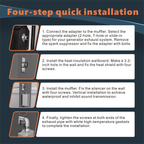 Generator muffler, generator exhaust connection, generator exhaust