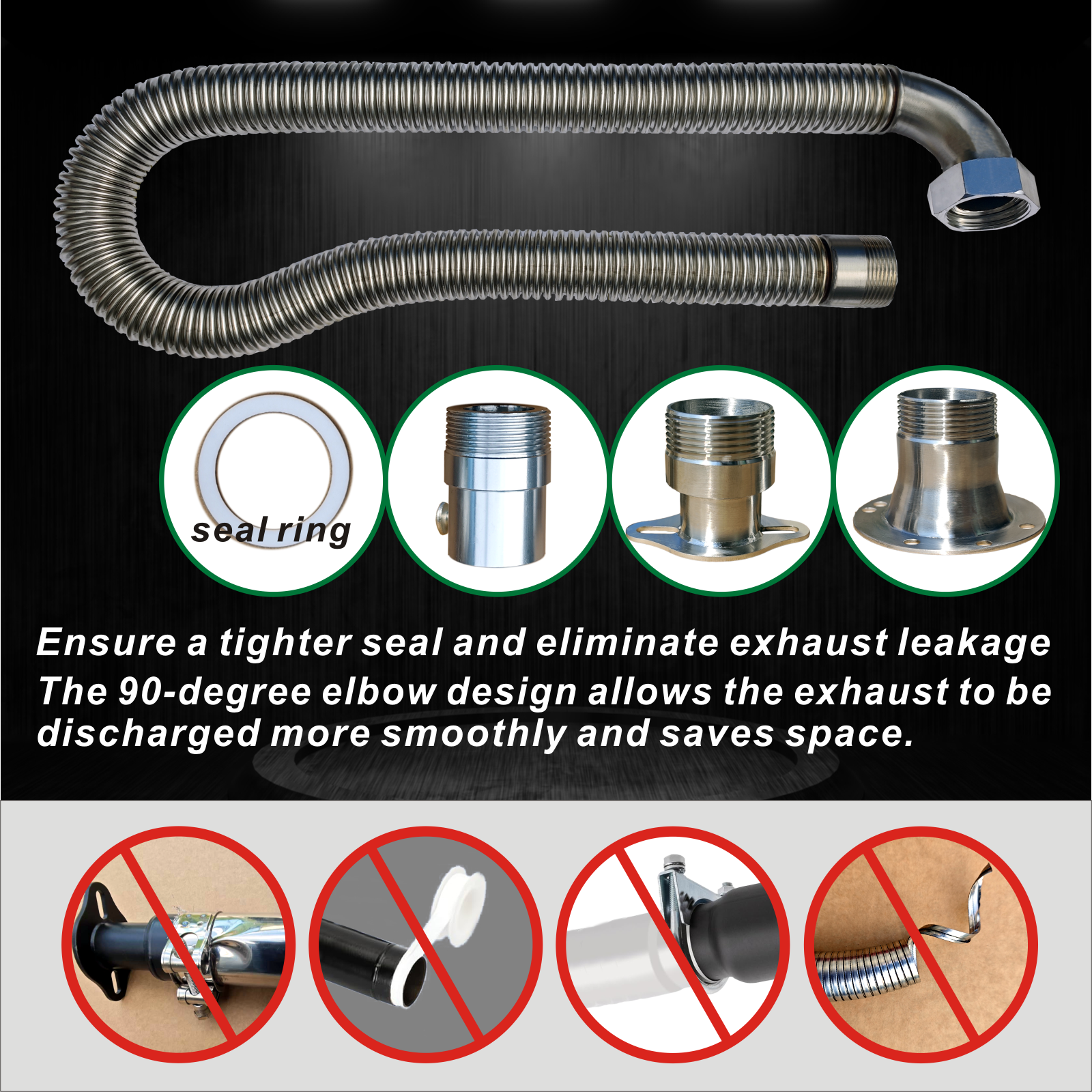 Generator muffler, generator exhaust connection, generator exhaust