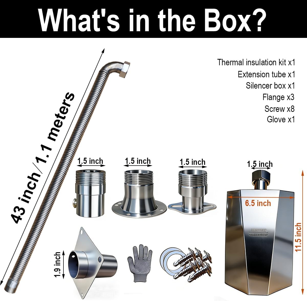 Generator muffler, generator exhaust connection, generator exhaust