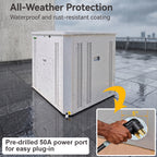Dual-Fan Steel Soundproof Generator Box 15000W | 39.4x37x35.5 in Interior, Weatherproof Design, Lockable Door & Window, Dual-Fan Ventilation
