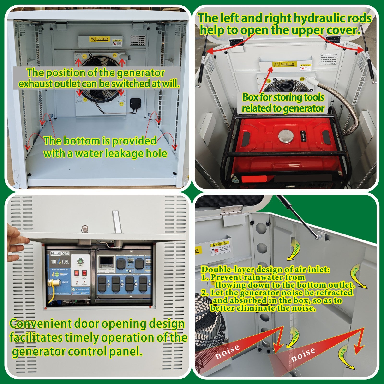 Generator Box, Generator Quiet Box Interior Space: 39.4" x 35" x 35.5", with Ventilation, Heat Dissipation and Impact Resistance - Patented Design