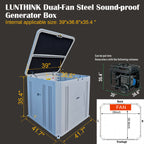 Dual-Fan Steel Soundproof Generator Box 15000W | 39.4x37x35.5 in Interior, Weatherproof Design, Lockable Door & Window, Dual-Fan Ventilation